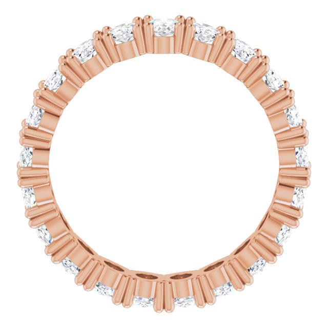 14K Gold Oval Natural Diamond Shared-Prong Eternity Band – 5x3 mm Stones - Rose Gold - view 2
