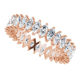 14K Gold Marquise Natural Diamond Shared-Prong Eternity Band – 4x2 mm Stones - Rose Gold - view 5