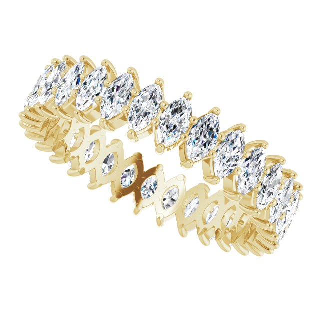 14K Gold Marquise Lab-Grown Diamond Shared-Prong Eternity Band – 4x2 mm Stones - Yellow Gold - view 5