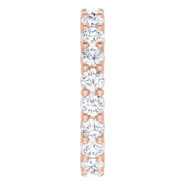 10K Gold Round Lab-Grown Diamond Shared-Prong Eternity Band – 3.2 mm Stones - Rose Gold - view 4