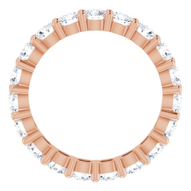 10K Gold Round Natural Diamond Shared-Prong Eternity Band – 3.5 mm Stones - Rose Gold - view 2