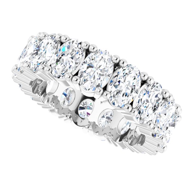 10K Gold Oval Lab-Grown Diamond Shared-Prong Eternity Band – 6x4 mm Stones - White Gold - view 5