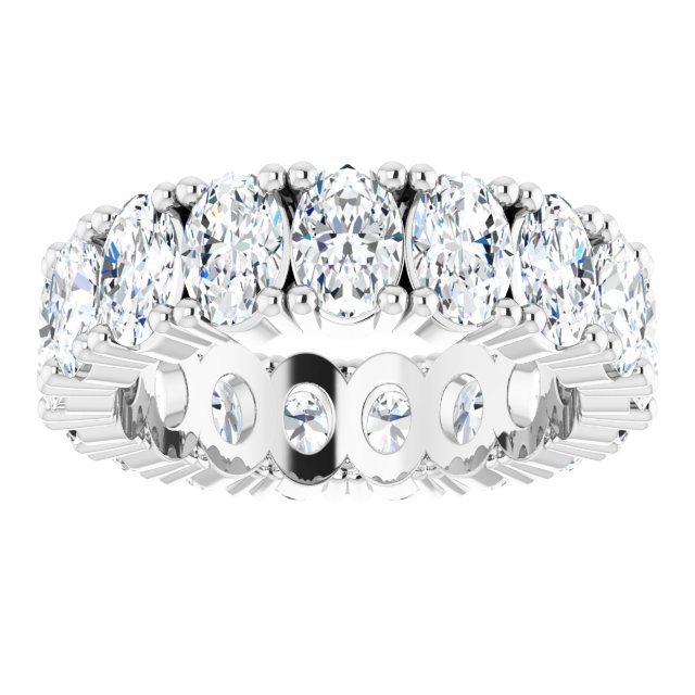 10K Gold Oval Lab-Grown Diamond Shared-Prong Eternity Band – 6x4 mm Stones - White Gold - view 3
