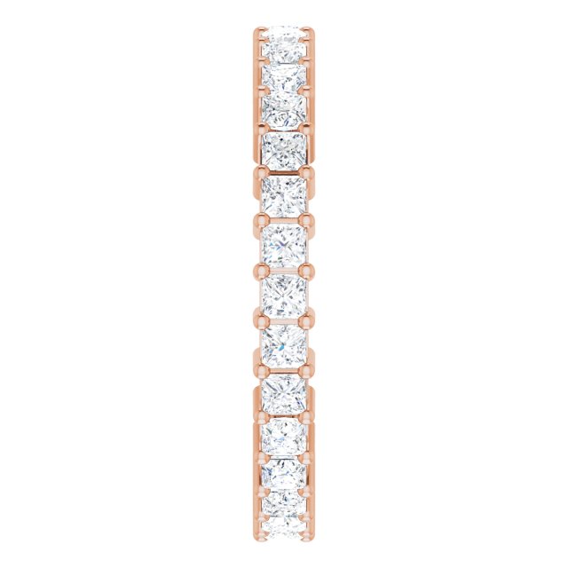 10K Gold Square Natural Diamond Shared-Prong Eternity Band – 2x2 mm Stones - Rose Gold - view 4