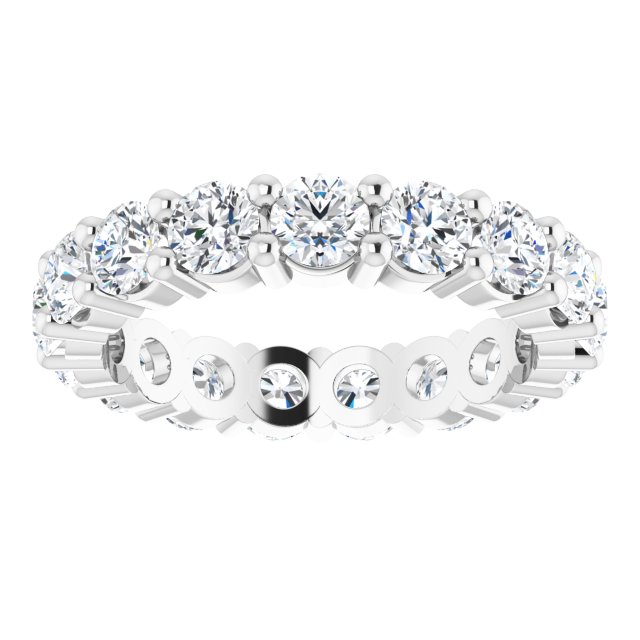 10K Gold Round Natural Diamond Shared-Prong Eternity Band – 3.75 mm Stones - White Gold - view 3