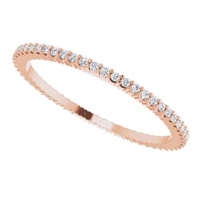 10K Gold Round Natural Diamond Shared-Prong Eternity Band – 1 mm Stones - Rose Gold - view 5