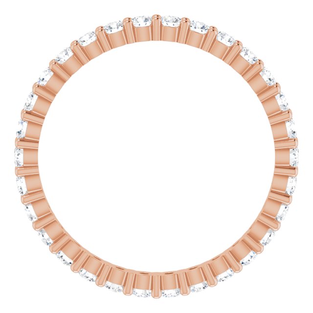 14K Gold Round Lab-Grown Diamond Shared-Prong Eternity Band – 2 mm Stones - Rose Gold - view 2
