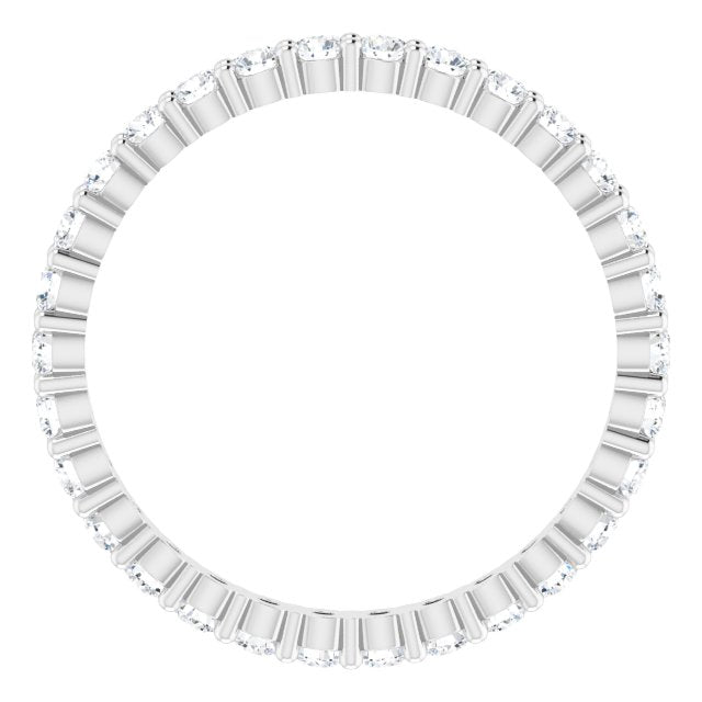 14K Gold Round Lab-Grown Diamond Shared-Prong Eternity Band – 2 mm Stones - White Gold - view 2