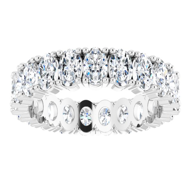 10K Gold Oval Lab-Grown Diamond Shared-Prong Eternity Band – 5x3 mm Stones - White Gold - view 3