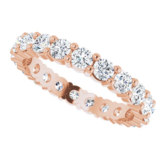10K Gold Round Lab-Grown Diamond Shared-Prong Eternity Band – 3 mm Stones - Rose Gold - view 5