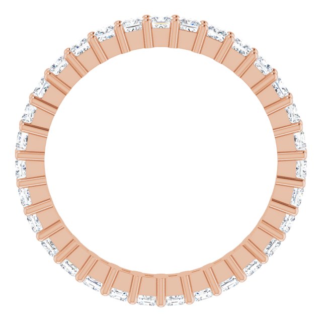 10K Gold Square Lab-Grown Diamond Shared-Prong Eternity Band – 2x2 mm Stones - Rose Gold - view 2