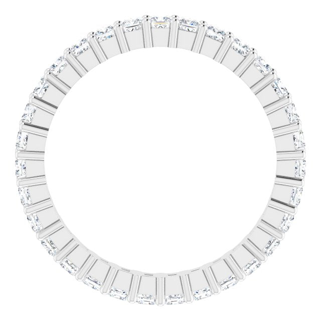 10K Gold Square Lab-Grown Diamond Shared-Prong Eternity Band – 2x2 mm Stones - White Gold - view 2