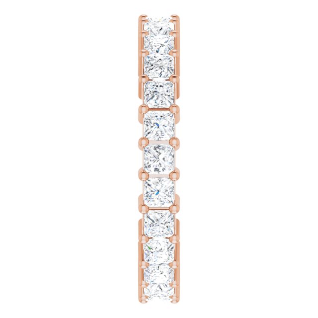 10K Gold Square Natural Diamond Shared-Prong Eternity Band – 2.5x2.5 mm Stones - Rose Gold - view 4