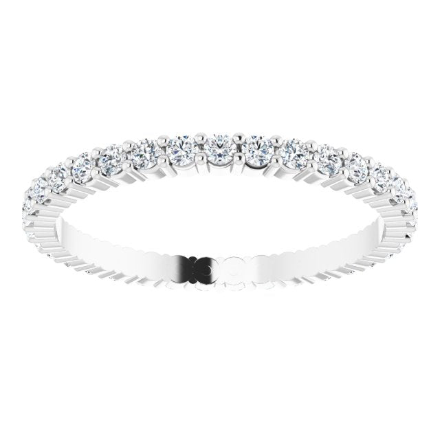 10K Gold Round Natural Diamond Shared-Prong Eternity Band – 1.7 mm Stones - White Gold - view 3