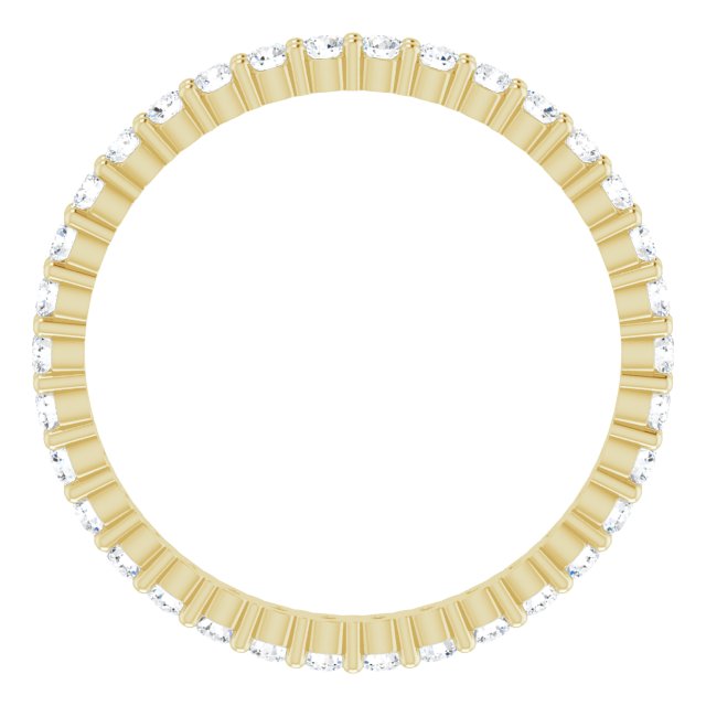 10K Gold Round Natural Diamond Shared-Prong Eternity Band – 2 mm Stones - Yellow Gold - view 2