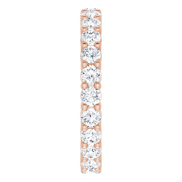 10K Gold Round Natural Diamond Shared-Prong Eternity Band – 2.75 mm Stones - Rose Gold - view 4