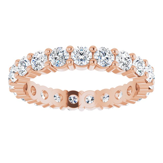 10K Gold Round Lab-Grown Diamond Shared-Prong Eternity Band – 3 mm Stones - Rose Gold - view 3