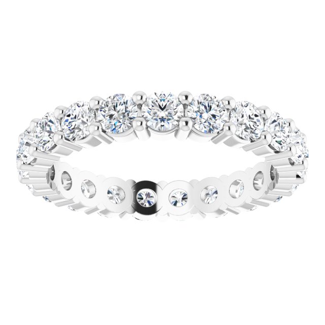 10K Gold Round Lab-Grown Diamond Shared-Prong Eternity Band – 3 mm Stones - White Gold - view 3