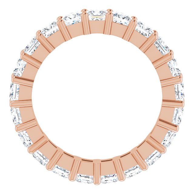 10K Gold Square Natural Diamond Shared-Prong Eternity Band – 3.25x3.25 mm Stones - Rose Gold - view 2