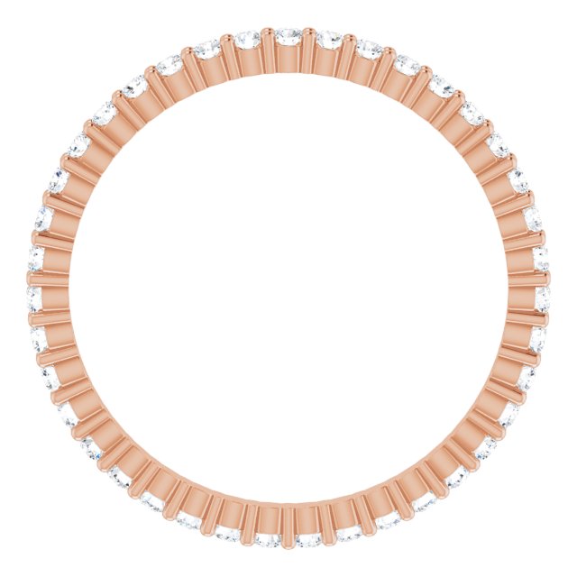 10K Gold Round Lab-Grown Diamond Shared-Prong Eternity Band – 1.5 mm Stones - Rose Gold - view 2