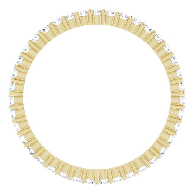 14K Gold Round Natural Diamond Shared-Prong Eternity Band – 1.5 mm Stones - Yellow Gold - view 2