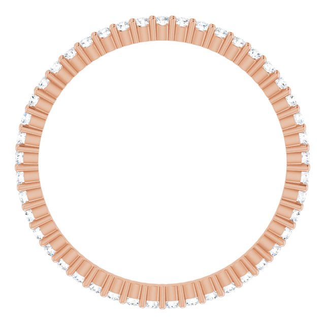 10K Gold Round Lab-Grown Diamond Shared-Prong Eternity Band – 1.3 mm Stones - Rose Gold - view 2