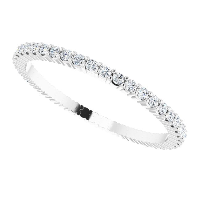 10K Gold Round Natural Diamond Shared-Prong Eternity Band – 1.3 mm Stones - White Gold - view 5