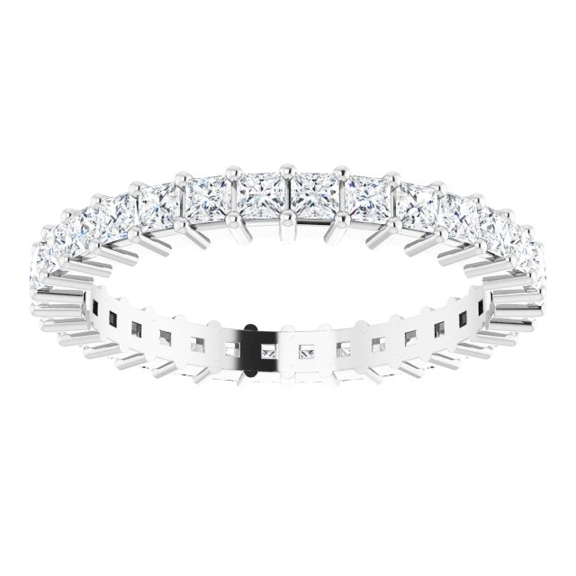 10K Gold Square Lab-Grown Diamond Shared-Prong Eternity Band – 2x2 mm Stones - White Gold - view 3