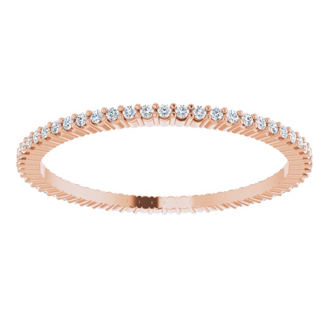10K Gold Round Natural Diamond Shared-Prong Eternity Band – 1 mm Stones - Rose Gold - view 3