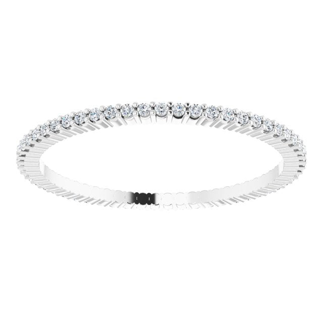 10K Gold Round Lab-Grown Diamond Shared-Prong Eternity Band – 1 mm Stones - White Gold - view 3