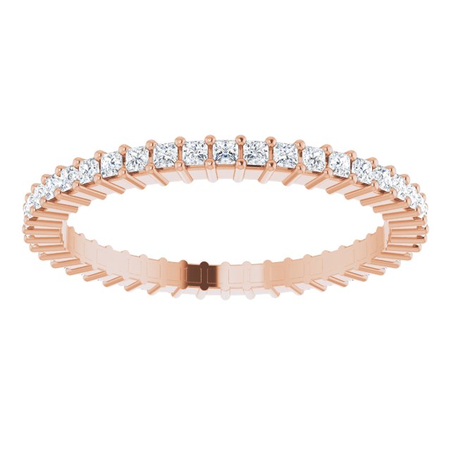 10K Gold Square Lab-Grown Diamond Shared-Prong Eternity Band – 1.25x1.25 mm Stones - Rose Gold - view 3
