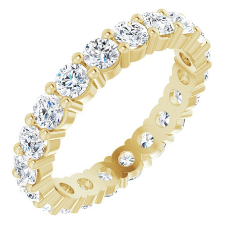 10K Gold Round Lab-Grown Diamond Shared-Prong Eternity Band – 3.2 mm Stones - Yellow Gold