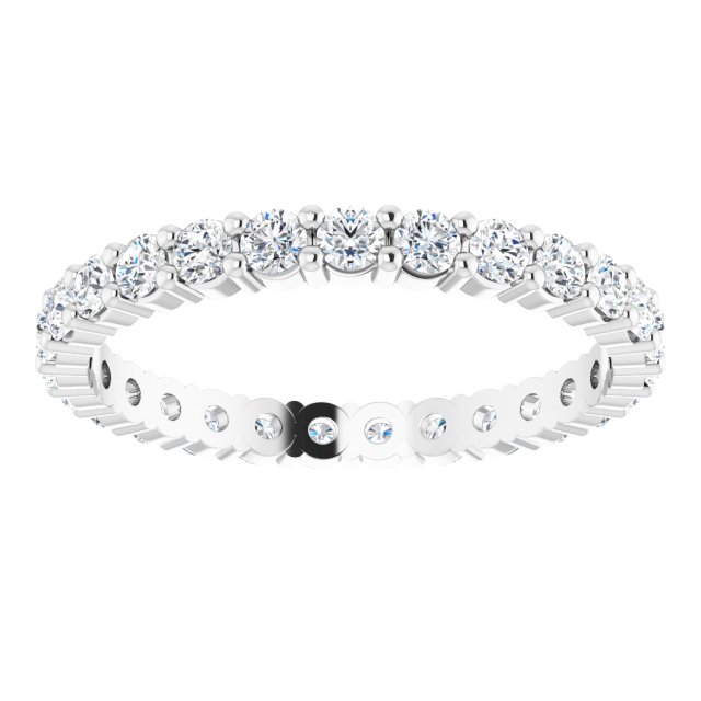 10K Gold Round Lab-Grown Diamond Shared-Prong Eternity Band – 2.25 mm Stones - White Gold - view 3