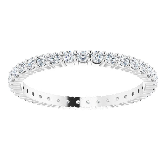 10K Gold Round Natural Diamond Shared-Prong Eternity Band – 1.75 mm Stones - White Gold - view 3