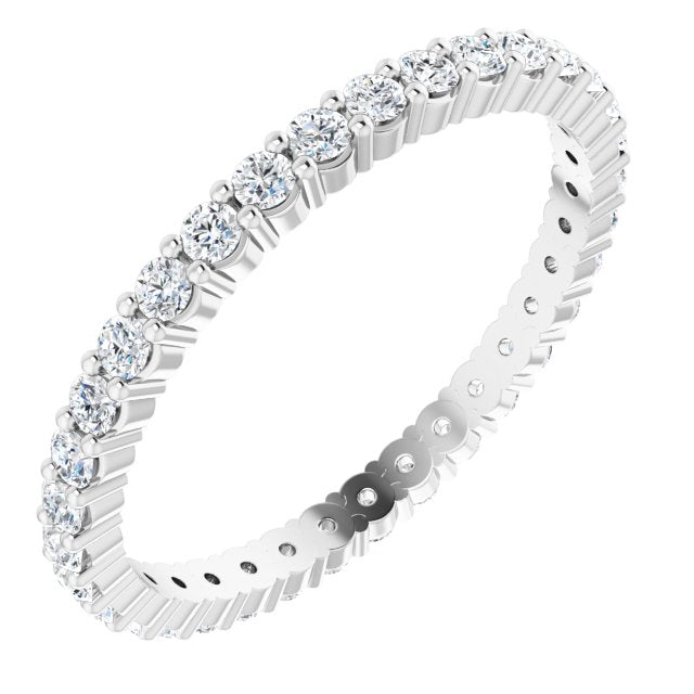 10K Gold Round Natural Diamond Shared-Prong Eternity Band – 1.75 mm Stones - White Gold