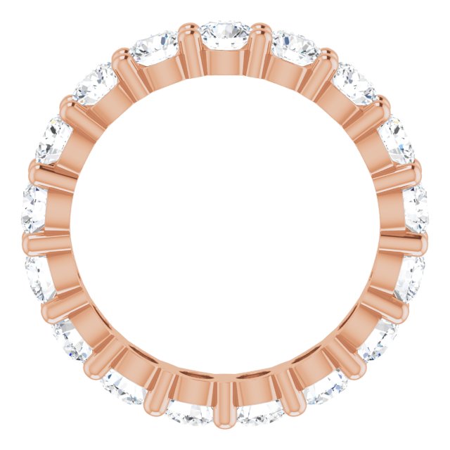 10K Gold Round Natural Diamond Shared-Prong Eternity Band – 3.8 mm Stones - Rose Gold - view 2