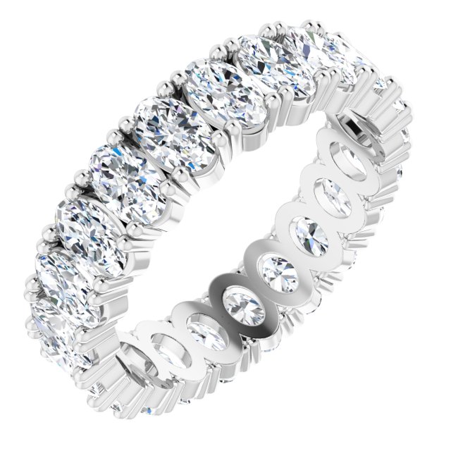 14K Gold Oval Lab-Grown Diamond Shared-Prong Eternity Band – 5x3 mm Stones - White Gold