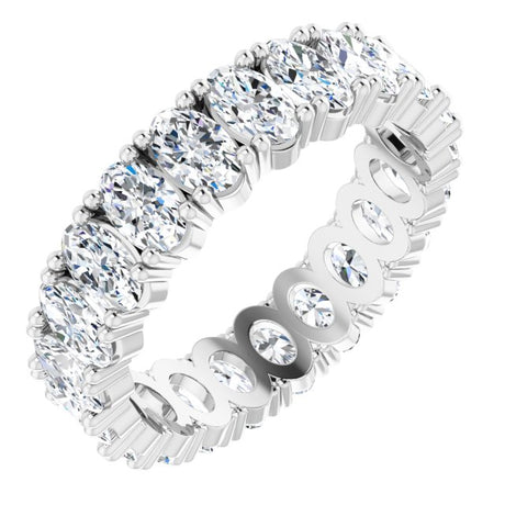 10K Gold Oval Natural Diamond Shared-Prong Eternity Band – 5x3 mm Stones - White Gold