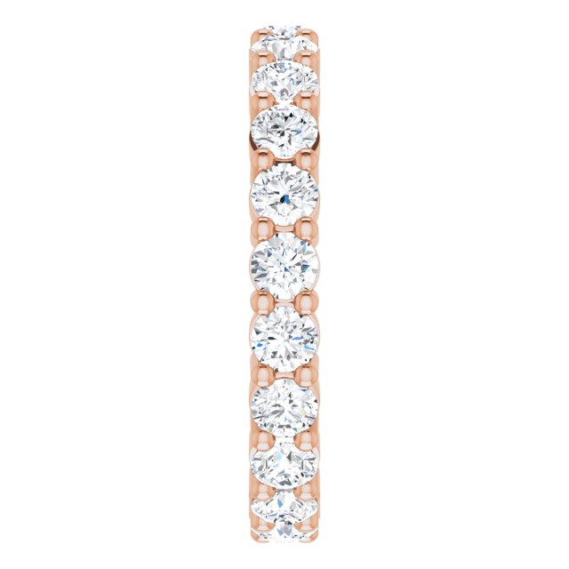 10K Gold Round Natural Diamond Shared-Prong Eternity Band – 3 mm Stones - Rose Gold - view 4