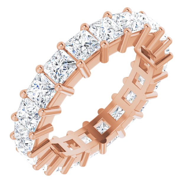 10K Gold Square Lab-Grown Diamond Shared-Prong Eternity Band – 3.5x3.5 mm Stones - Rose Gold