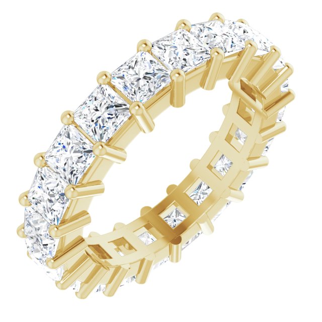 10K Gold Square Natural Diamond Shared-Prong Eternity Band – 3.5x3.5 mm Stones - Yellow Gold