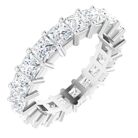10K Gold Square Lab-Grown Diamond Shared-Prong Eternity Band – 3.5x3.5 mm Stones - White Gold