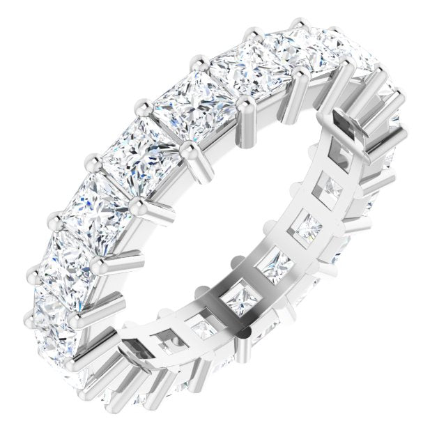 10K Gold Square Natural Diamond Shared-Prong Eternity Band – 3.5x3.5 mm Stones - White Gold