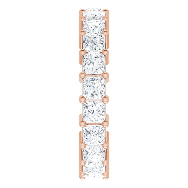 10K Gold Square Natural Diamond Shared-Prong Eternity Band – 3.25x3.25 mm Stones - Rose Gold - view 4