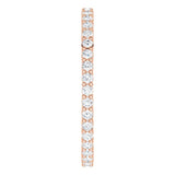 10K Gold Round Natural Diamond Shared-Prong Eternity Band – 1.5 mm Stones - Rose Gold - view 4