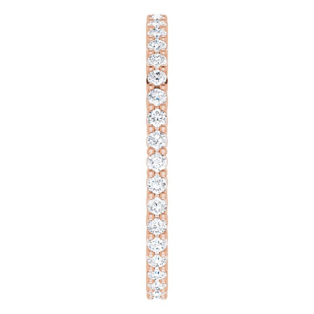 10K Gold Round Lab-Grown Diamond Shared-Prong Eternity Band – 1.5 mm Stones - Rose Gold - view 4