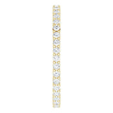 14K Gold Round Natural Diamond Shared-Prong Eternity Band – 1.5 mm Stones - Yellow Gold - view 4