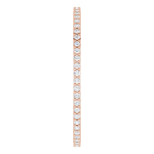 10K Gold Round Natural Diamond Shared-Prong Eternity Band – 1 mm Stones - Rose Gold - view 4