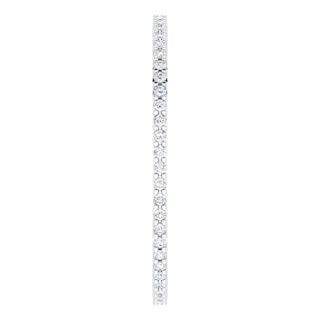 10K Gold Round Natural Diamond Shared-Prong Eternity Band – 1 mm Stones - White Gold - view 4