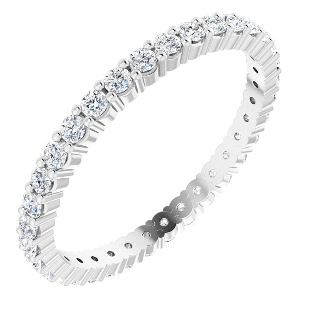 10K Gold Round Natural Diamond Shared-Prong Eternity Band – 1.75 mm Stones - White Gold